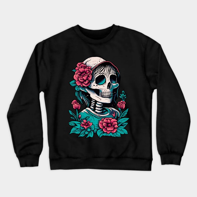Skull in roses Crewneck Sweatshirt by BYVIKTOR